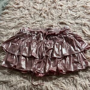 Shiny Pink Ruffled Skirt